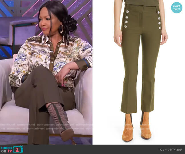 Button Detail Pants by Derek Lam worn by Garcelle Beauvais  on The Real