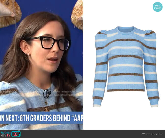 Puff Sleeve Striped Sweater by Derek Lam 10 Crosby worn by Savannah Sellers on Today