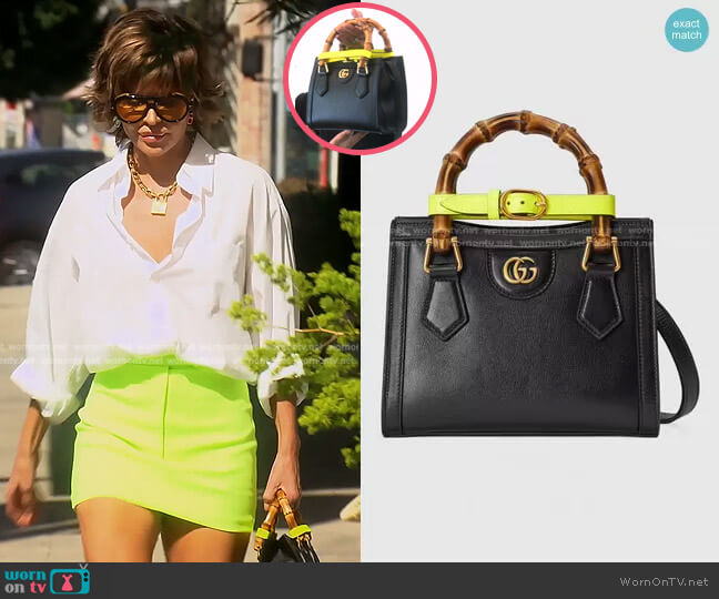 Diana mini tote bag by Gucci worn by Lisa Rinna on The Real Housewives of Beverly Hills