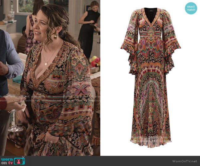 Paisley Print Dress by Etro worn by Christine Woods on Grace and Frankie