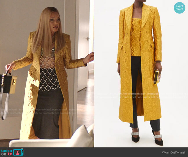 Fion Tailored Floral-Cloqué Coat by Emilia Wickstead worn by Dominique Deveraux (Michael Michele) on Dynasty