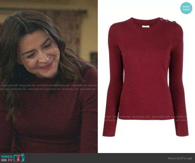 Erica Sweater by L'Agence worn by Amelia Shepherd (Caterina Scorsone) on Greys Anatomy