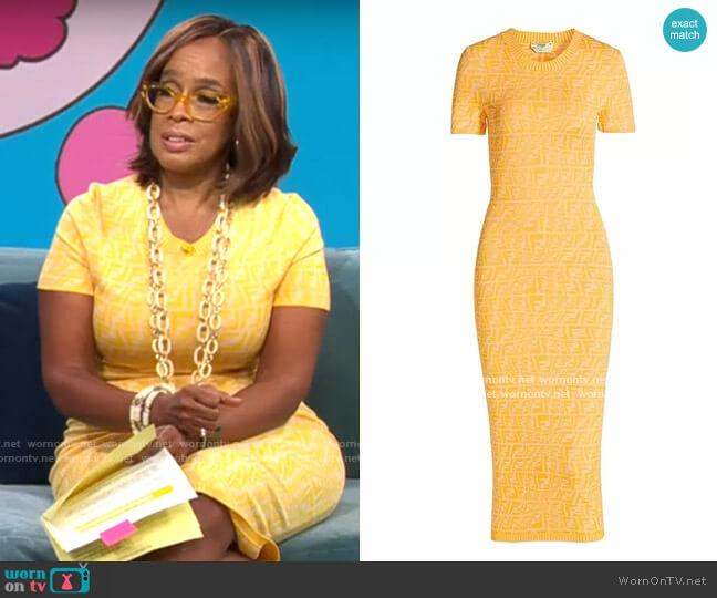 Fendi Bicolor Midi Dress worn by Gayle King on CBS Mornings