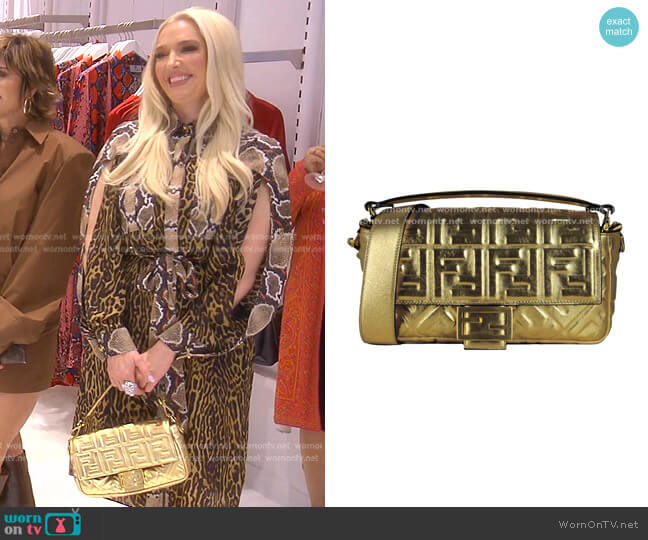 Embossed Logo Baguette Bag by Fendi worn by Erika Jayne on The Real Housewives of Beverly Hills