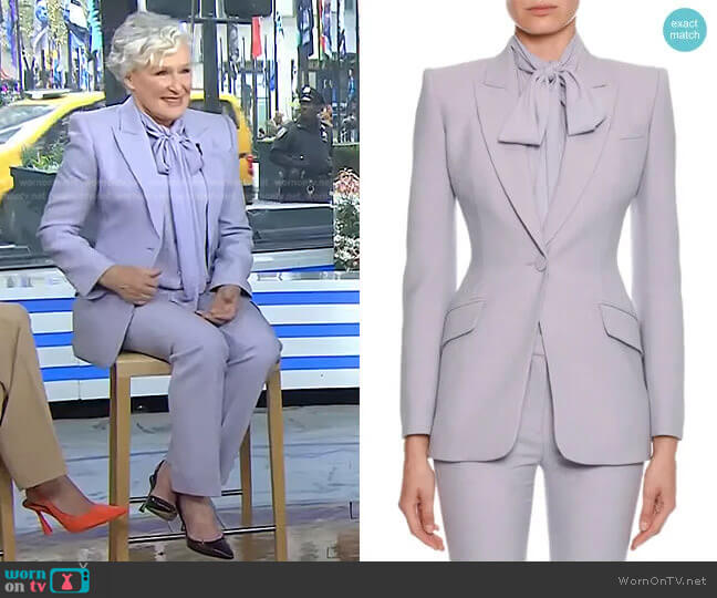 Fitted Flap-Pocket Wool-Silk Blazer by Alexander McQueen worn by Glenn Close on Today