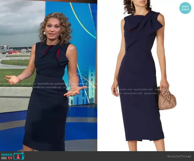 WornOnTV: Ginger’s navy bow detail sleeveless dress on Good Morning ...