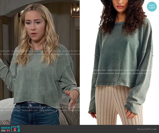 WornOnTV: Josslyn’s green cropped sweatshirt on General Hospital | Eden ...