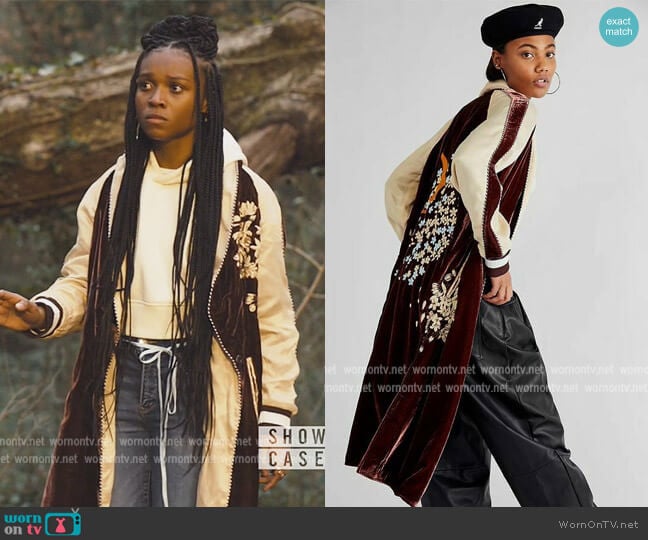 Sundown Duster Jacket by Free People worn by Naomi McDuffie (Kaci Walfall) on Naomi