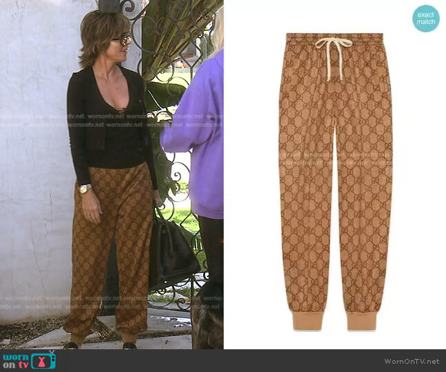 GG Technical Jersey Jogging Pant by Gucci worn by Lisa Rinna  on The Real Housewives of Beverly Hills