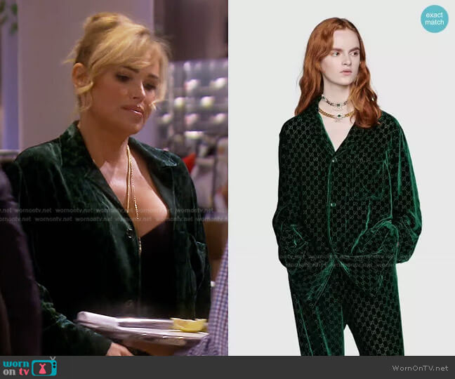 GG Velvet Shirt by Gucci worn by Diana Jenkins on The Real Housewives of Beverly Hills