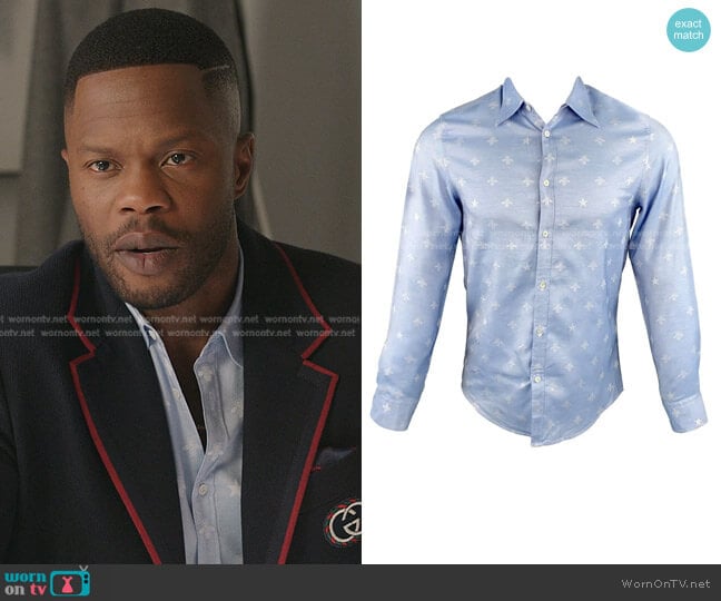 Jacquard Cotton Button Up Shirt by Gucci worn by Jeff Colby (Sam Adegoke) on Dynasty