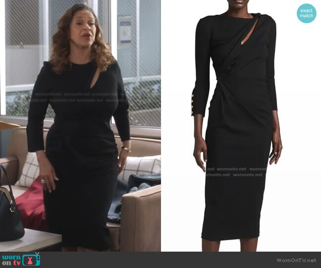 Asymmetric Keyhole Midi Dress by Giorgio Armani worn by Catherine Avery (Debbie Allen) on Greys Anatomy