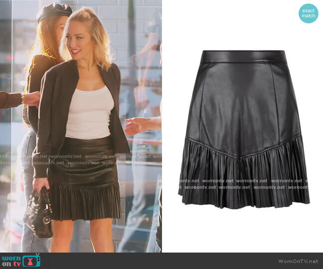 Pleated Leather Mini Skirt by Guess worn by Mary Fitzgerald  on Selling Sunset