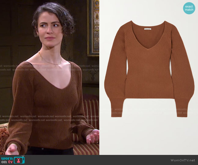 Hart Cashmere Sweater by Reformation worn by Sarah Horton (Linsey Godfrey) on Days of our Lives