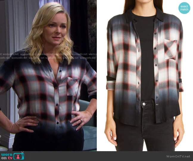 Hunter Ombré Plaid Button-Up Shirt by Rails worn by Belle Brady (Martha Madison) on Days of our Lives