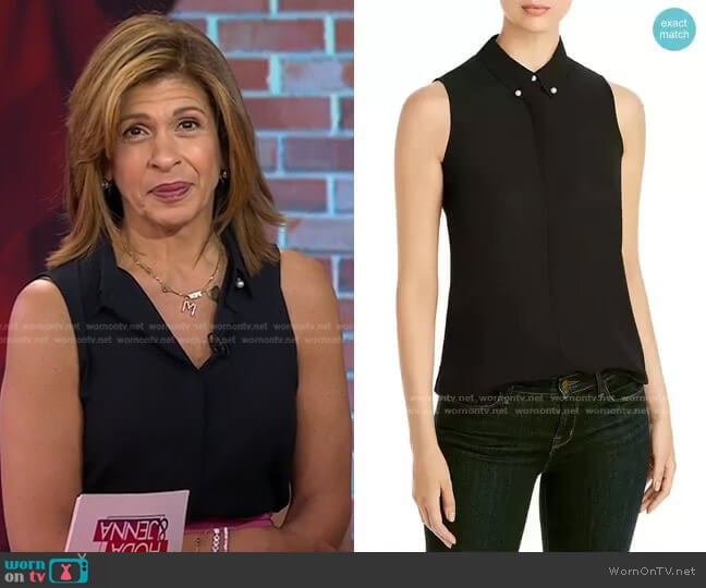 Imitation Pearl Button Sleeveless Top by Karl Lagerfeld worn by Hoda Kotb on Today