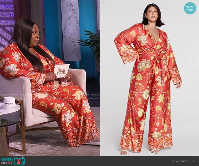 Ivette Floral Print Jumpsuit by Fashion to Figure worn by Loni Love  on The Real