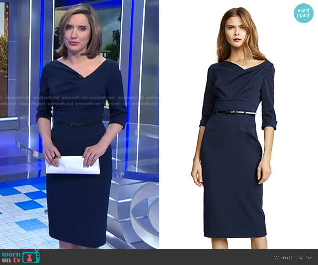 3/4 Sleeve Jackie O Dress by Black Halo worn by Margaret Brennan  on CBS Evening News