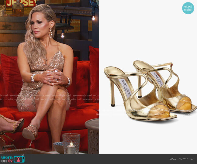 Anise 95 by Jimmy Choo worn by Jackie Goldschneider  on The Real Housewives of New Jersey