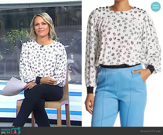 Jolie Lips Print Long Sleeve Top by Reiss worn by Dylan Dreyer on Today