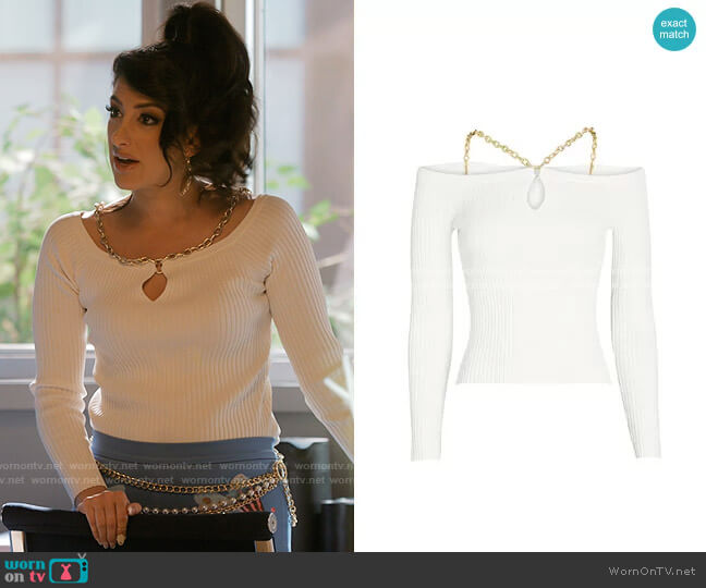 Jonathan Simkhai Quinn Chain Detail Top worn by Beth Ann McGann (Ayden Mayeri) on I Love That For You