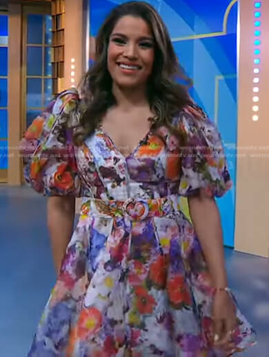 Julianna Peña’s floral belted mini dress on Good Morning America