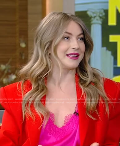Julianne Hough's pink cami and red blazer on Live with Kelly and Ryan