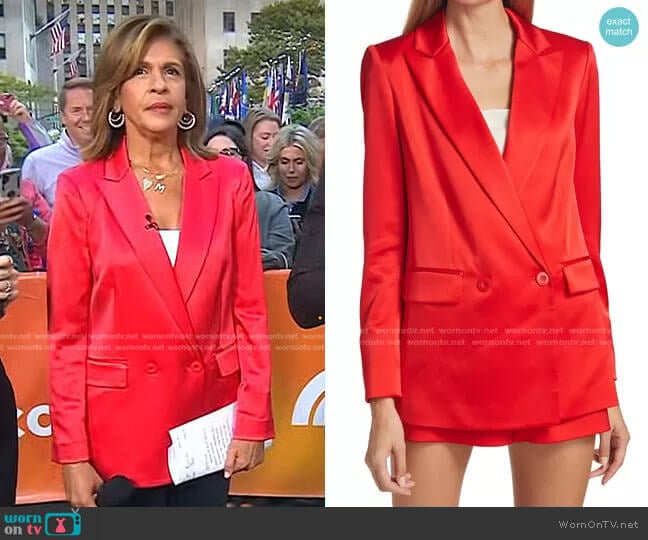 WornOnTV: Hoda’s red double breasted satin blazer on Today | Hoda Kotb ...