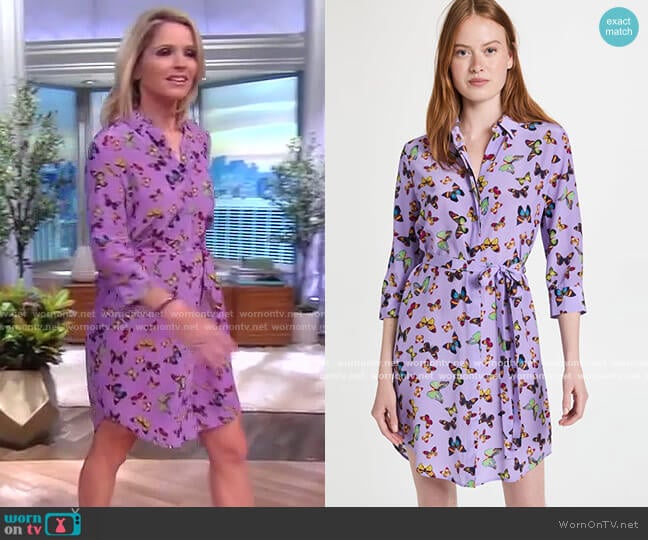 Addison Butterfly-Print Shirtdress by L'Agence worn by Sara Haines on The View