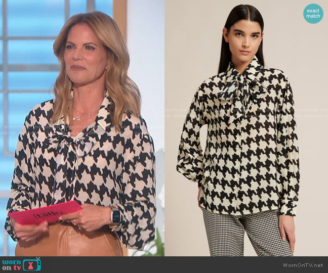 Leuca Hounds-Tooth Shirt by Luisa Spagnoli worn by Natalie Morales  on The Talk