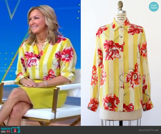 Silk Wallpaper Blouse by Ellen Tracy worn by Lara Spencer on Good Morning America