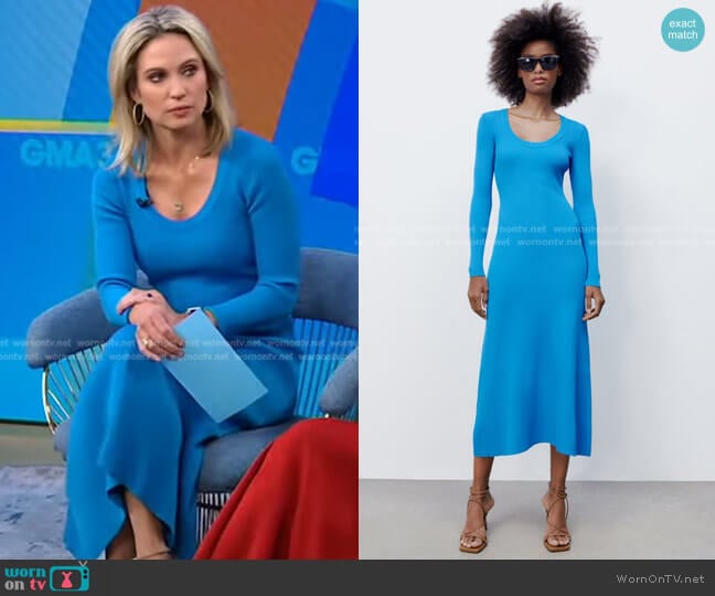 Long Rib Knit Dress by Zara worn by Amy Robach on Good Morning America