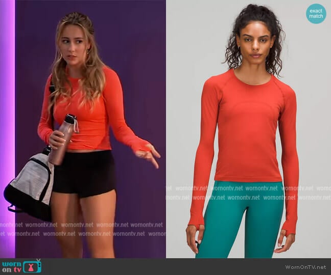 Swiftly Tech Long Sleeve Shirt by Lululemon worn by Josslyn Jacks (Eden McCoy) on General Hospital