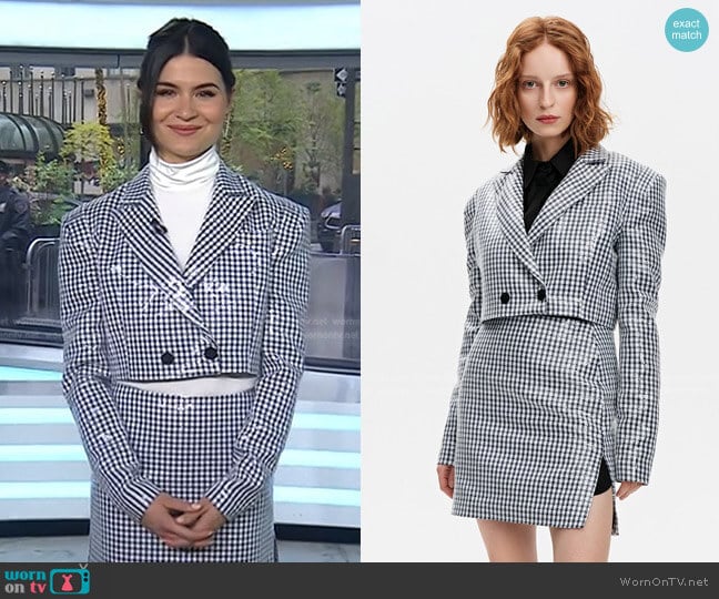 Cropped Sequin Blazer and Mini Skirt by Marcell von Berlin worn by Phillipa Soo