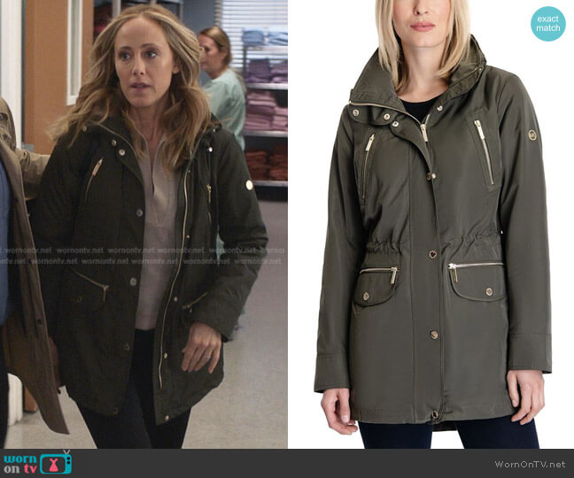 Hooded Anorak Raincoat by MICHAEL Michael Kors worn by Teddy Altman (Kim Raver) on Greys Anatomy