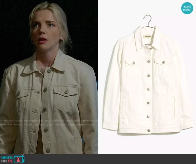 WornOnTV: Sylvie’s white denim jacket on Chicago Fire | Kara Killmer ...
