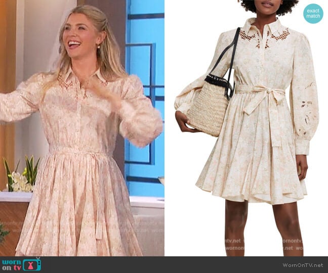 Shirtdress with Small Flower Print by Maje worn by Amanda Kloots on The Talk