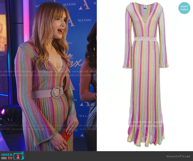 WornOnTV: Kirby’s metallic rainbow stripe dress on Dynasty | Maddison ...