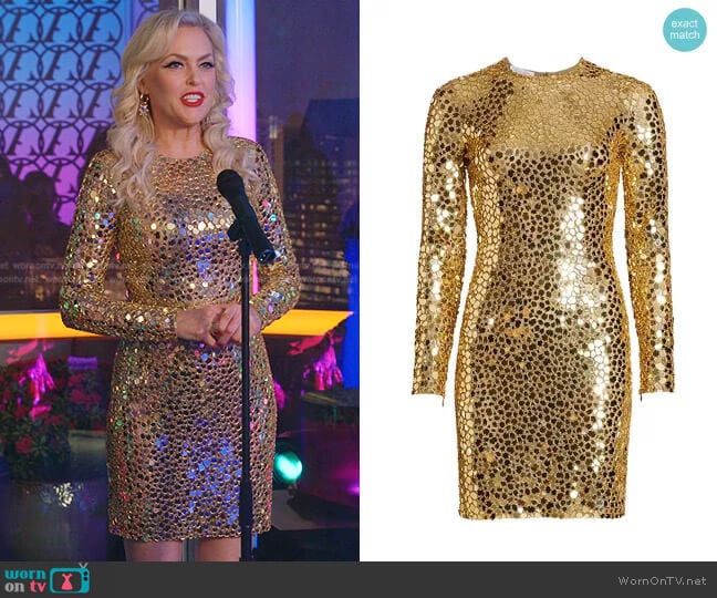 Mirror Embroidery Mini-Dress by Michael Kors Collection worn by Alexis Carrington (Elaine Hendrix) on Dynasty