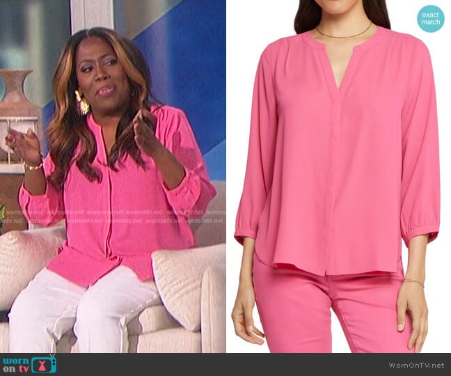 High/Low Crepe Blouse by NYDJ worn by Sheryl Underwood on The Talk