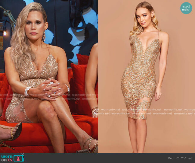Talia Gold Dress by Nadine Merabi worn by Jackie Goldschneider  on The Real Housewives of New Jersey