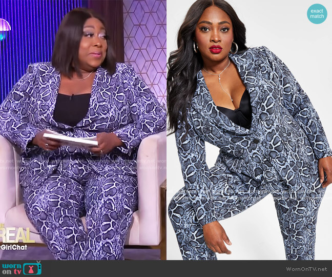 Trendy Plus Size Printed Blazer and Pants by Nina Parker worn by Loni Love  on The Real