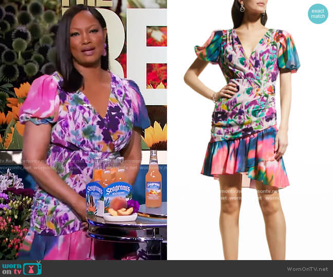 Ruched Floral-Print Flounce Dress by One33 Social worn by Garcelle Beauvais on The Real