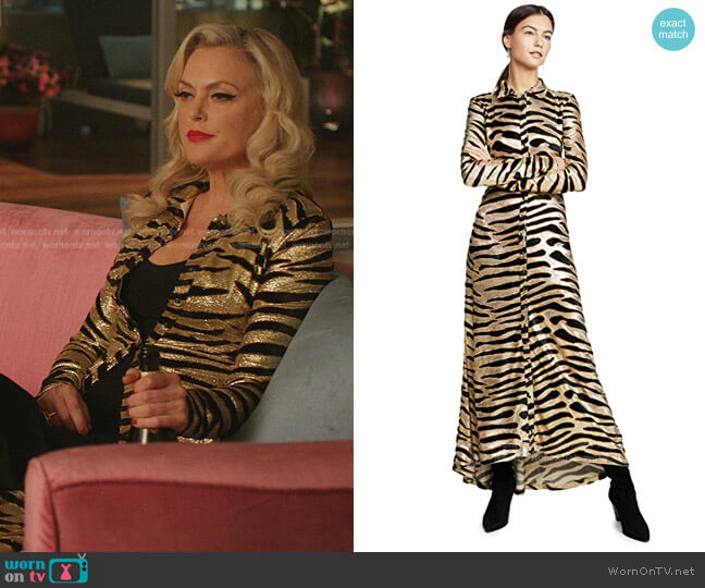 Tiger Gown by Paco Rabanne worn by Alexis Carrington (Elaine Hendrix) on Dynasty