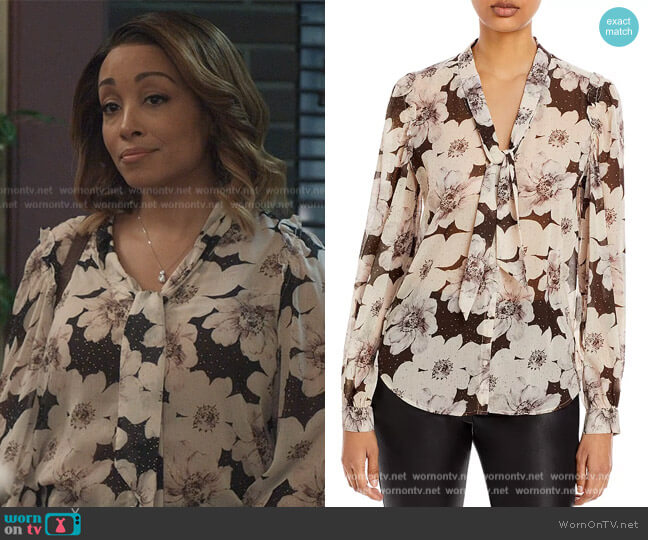 Giada Floral Blouse by Paige worn by Shelli Boone on All American Homecoming