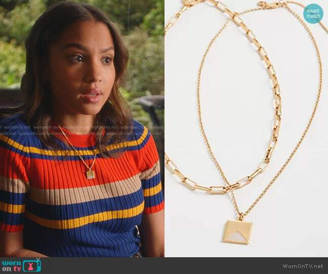 Palisade Pendant Necklace Set by Madewell worn by May Grant (Corinne Massiah) on 9-1-1