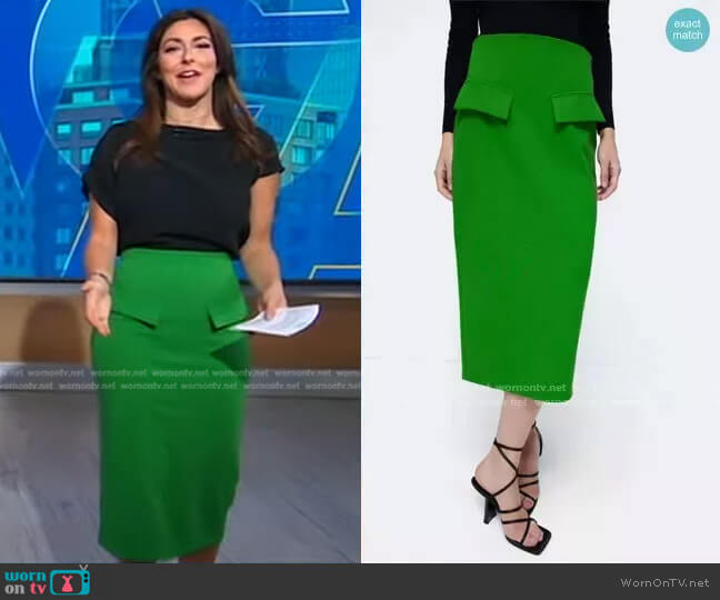 Pencil Skirt with Flaps by Zara worn by Erielle Reshef on Good Morning America