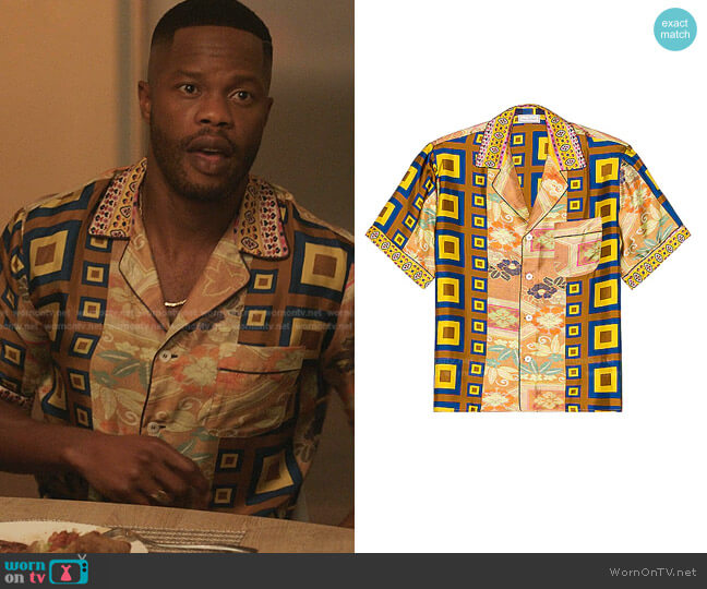 Aloe Button Down Shirt by Pierre-Louis Mascia worn by Jeff Colby (Sam Adegoke) on Dynasty