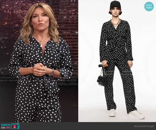 Polka Dot Jumpsuit by Zara worn by Kit Hoover  on Access Hollywood