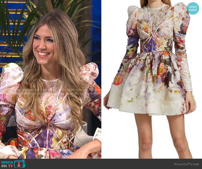 Prima Panelled Floral Minidress by Zimmermann worn by Nikki Novak on E! News Daily Pop